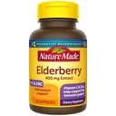 Nature Made Elderberry 400 mg ekstrakt med C-vitamin og zink, Kosttilskud til immunforsvar, 60 kapsler, 60 dages forsyning