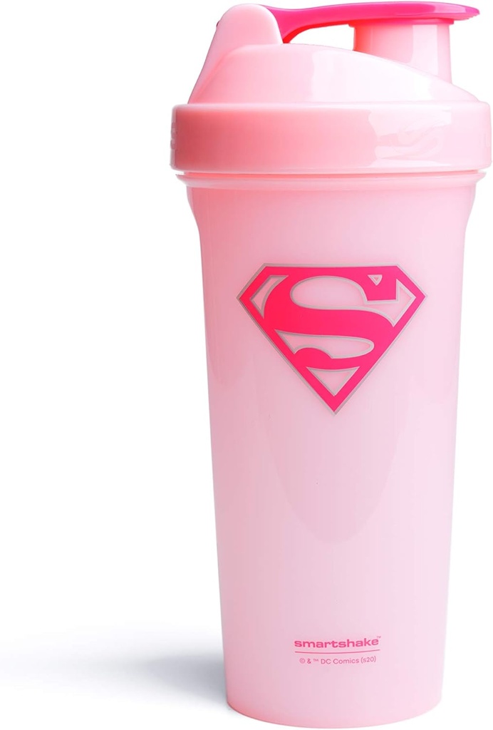 Smartshake Lite Justice League Protein Shaker Flaske 800ml - DC Comics Vandflaske, Bladsikker BPA Free Gym Shaker og Protein Powder (Supergirl)