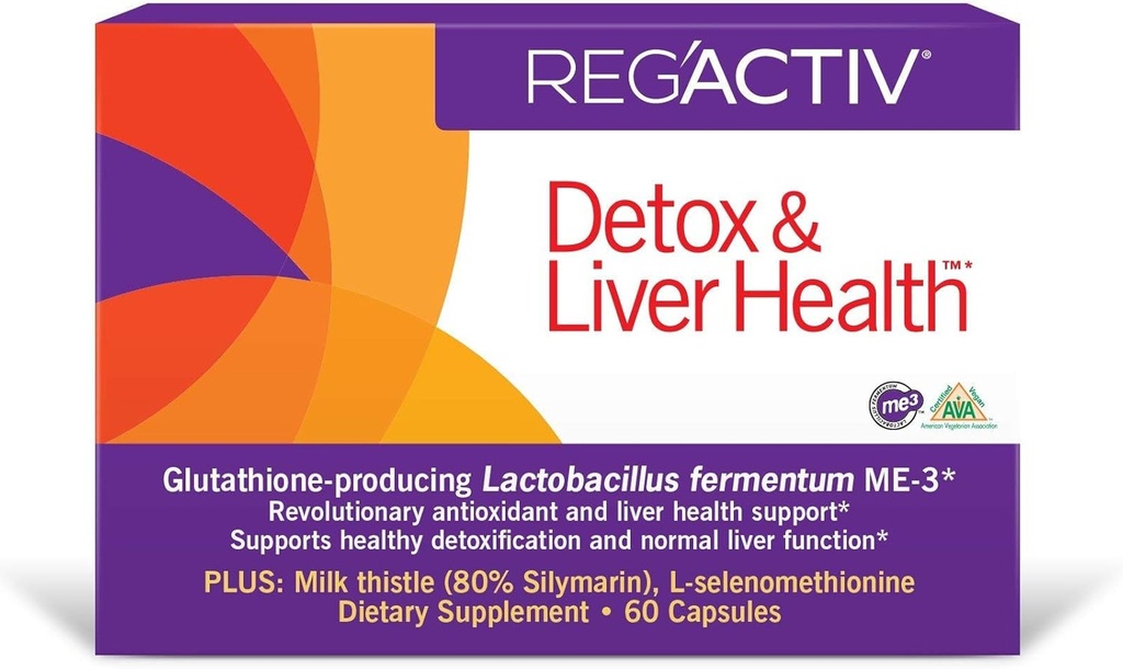 REG 'ACTIV Detox & Lever Health, 60 kapsler, med Glutathione- producerende Lactobacillus fermentum ME-3