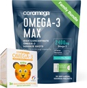 Cromega Family Bundle - Omega-3 Fish Oil for voksne & Kids (60 squeeze Packets) 2400mg / 650mg Omega-3 + D-vitamin, 3X mere Absorption Than Pills, Ingen Fishy Eftersmag, Kokos Bliss & Tropical Orange