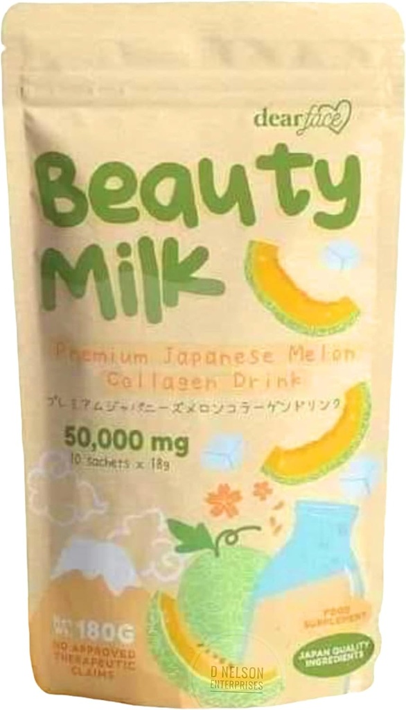 Beauty Milk Japanese Collagen MELON Drink - 50,000mg Hydrolyzed Collagen, 6,3 Ounce (pakke med 1)
