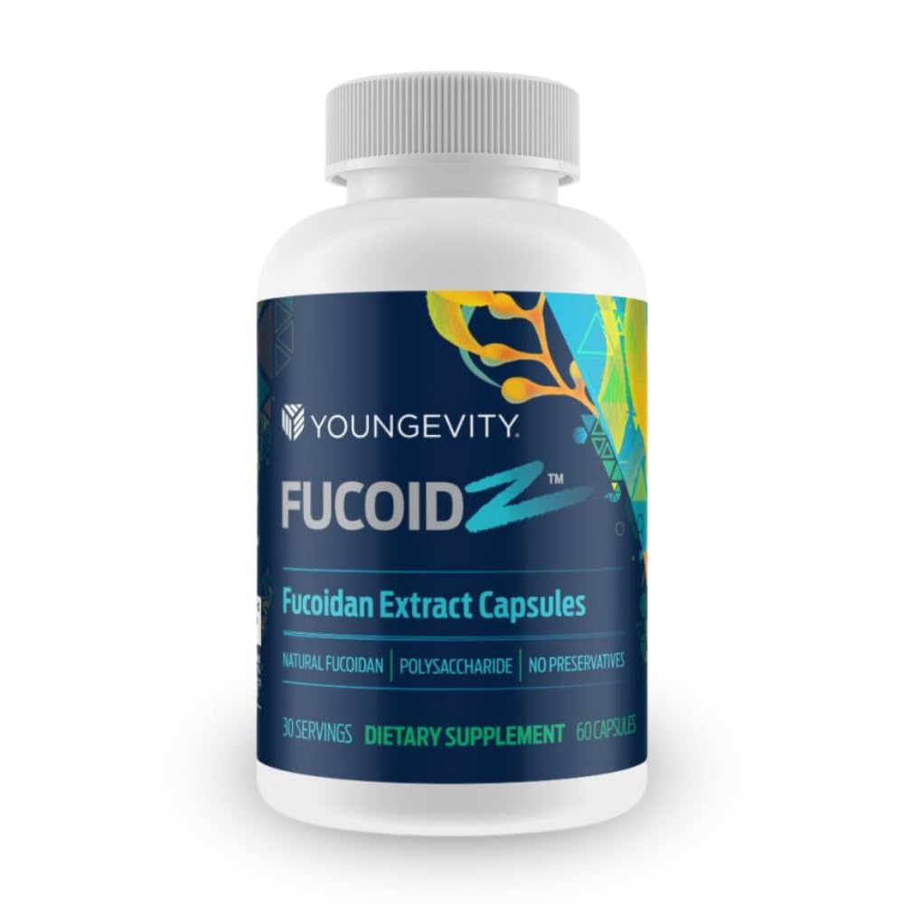 Youngevity FucoidZ - Pure Organic Maritech Fucoidan Extract & Medfaktorer (C-vitamin, zink, hyldebær + botanisk blend) - immunforsvar - Super Antioxidant - 60 kapsler