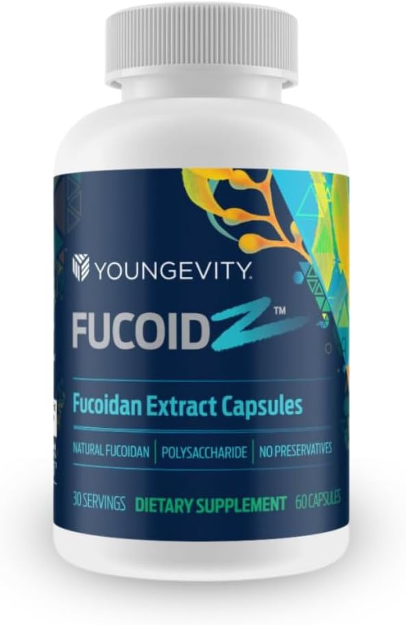 Youngevity FucoidZ - Pure Organic Maritech Fucoidan Extract & Medfaktorer (C-vitamin, zink, hyldebær + botanisk blend) - immunforsvar - Super Antioxidant - 60 kapsler