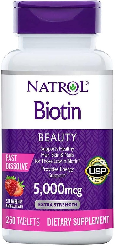Biotin 5000 mcg., 250 Fast Opløs tabletter