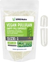 XPRS Nutra Størrelse 1 Pullulan Tomme kapsler - 100 Grev ren etiket Plantcaps Clear Tomme Vegan kapsler - Premium Vegetar piller - Do- It- Yourself Vegetabilske Kapsler Fyldning