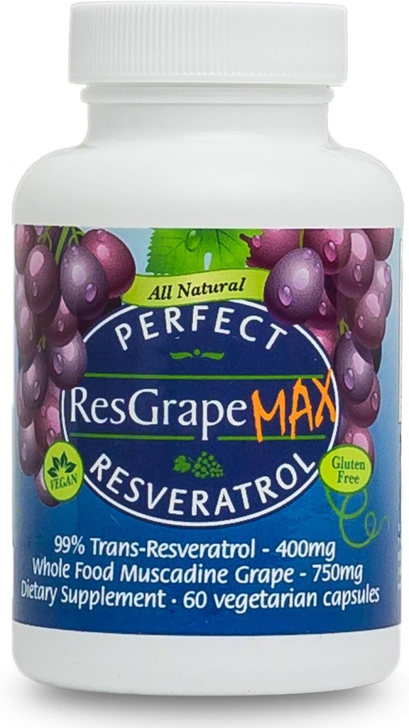 Perfect Supplements - Perfekt ResGrape Resveratrol MAX - 60 kapsler - Trans- Resveratrol & Organic Muscadine Grapes - fremmer Anti- Aging