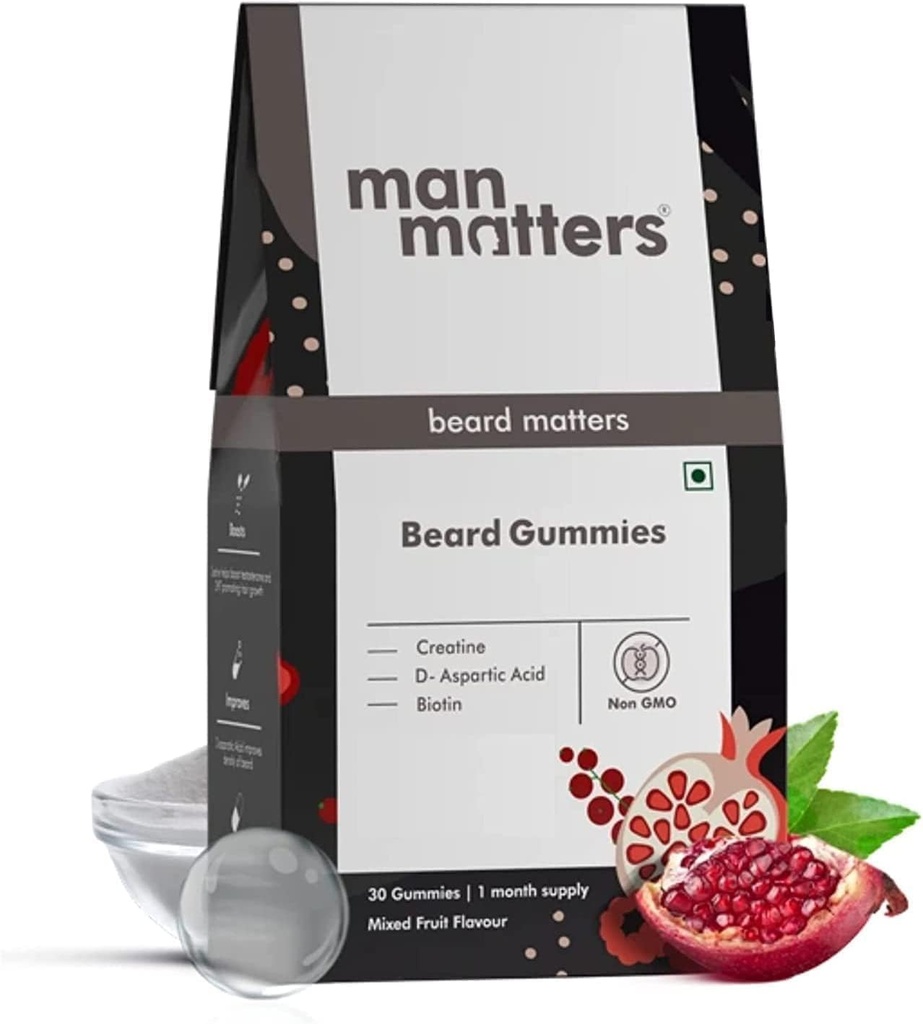 SENTA Man MERS Beard Gummies for mænd Note 124; 30 Days Pack Note 124; Thicken Beard, Stimulerer Beard Follicles & Forbedrer Beard Density