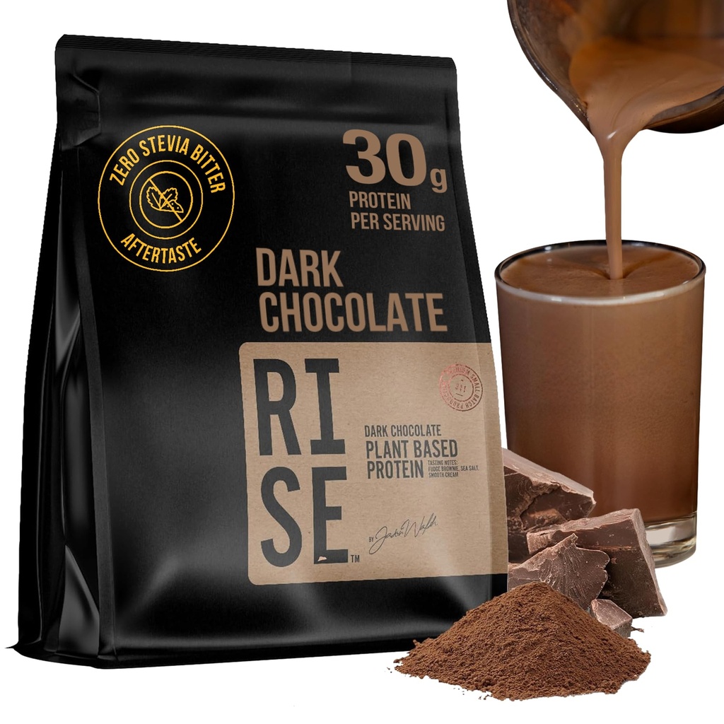 Plantbaseret protein pulver til mænd og kvinder - 30g komplet plante protein og 3g Leucin, Zero Bloat, Gourmet Kakao, Glat Texture, Dark Chocolate, 15 Servere