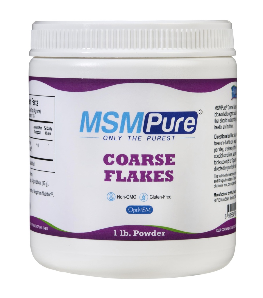 KALA Health MSMPure Coass MSM Powder Flakes - US- Made MSM for fælles sundhed, hud udseende, og hår & negle støtte - 1 LB, Økologisk svovl