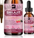 Shilajit Resin Liquid Drops (124; Organic Shilajit 85 + Trace Minerals Complex med Ashwagandha, gurkemeje, Ginseng, Chaga Supplement til fordøjelsesstøtte, Energy Booster - Vegan