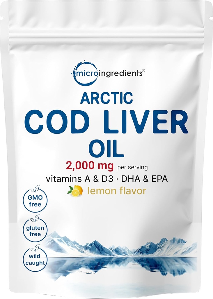 Torsk Lever Oil 2.000mg Per Servering, 360 Softgels ttesmå 124; Burpless Lemon Flavored - Rig i Omega 3, Vitaminer A & D3, EPA, DHA ttesmå 124; Wild fanget Arctic Deep Sea Fish