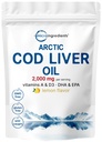 Torsk Lever Oil 2.000mg Per Servering, 360 Softgels ttesmå 124; Burpless Lemon Flavored - Rig i Omega 3, Vitaminer A & D3, EPA, DHA ttesmå 124; Wild fanget Arctic Deep Sea Fish
