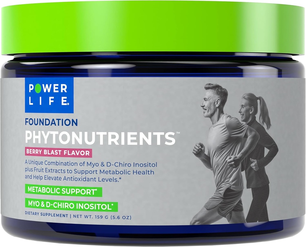 POWERLIFE - Foundation Phytonutrients - Myo- Inositol & D- Chiro- Inositol Powder med Beet Root, Kokosolie Vand & Antioxidant Rich Super Frugter - 30 Servere