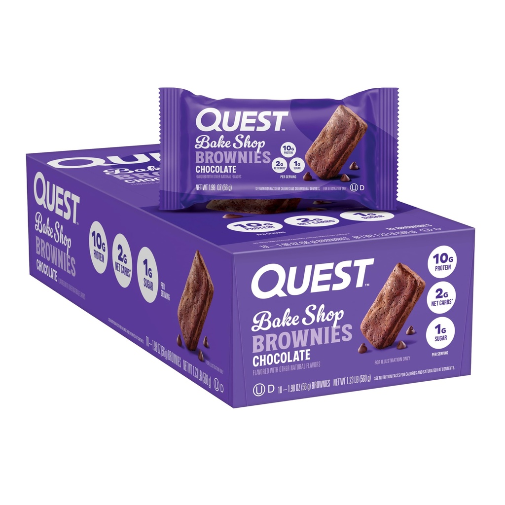 Quest Nutrition Bag Shop, Chokolade Brownies, 10g Protein, 2g Net Carbs, 1g Sukker, Protein Snack, 10 Greve