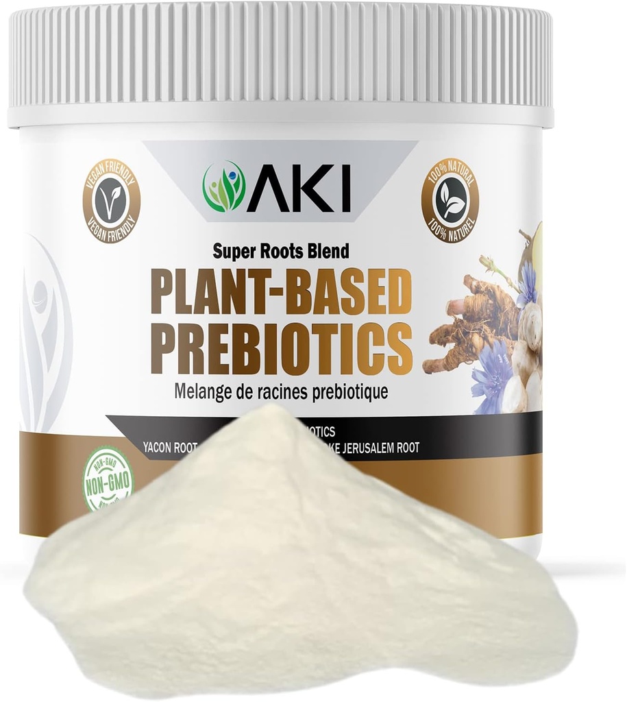 AKI Plant- baseret Prebiotic Blend (6oz / 170g) - Ideel kilde til FOS & Inulin - Nourish Intestinal Flora & Immunity - Ideel til Protein Shakes, Juice, Smoothies - Keto Friendly, Vegan, Gluten & GMO Free