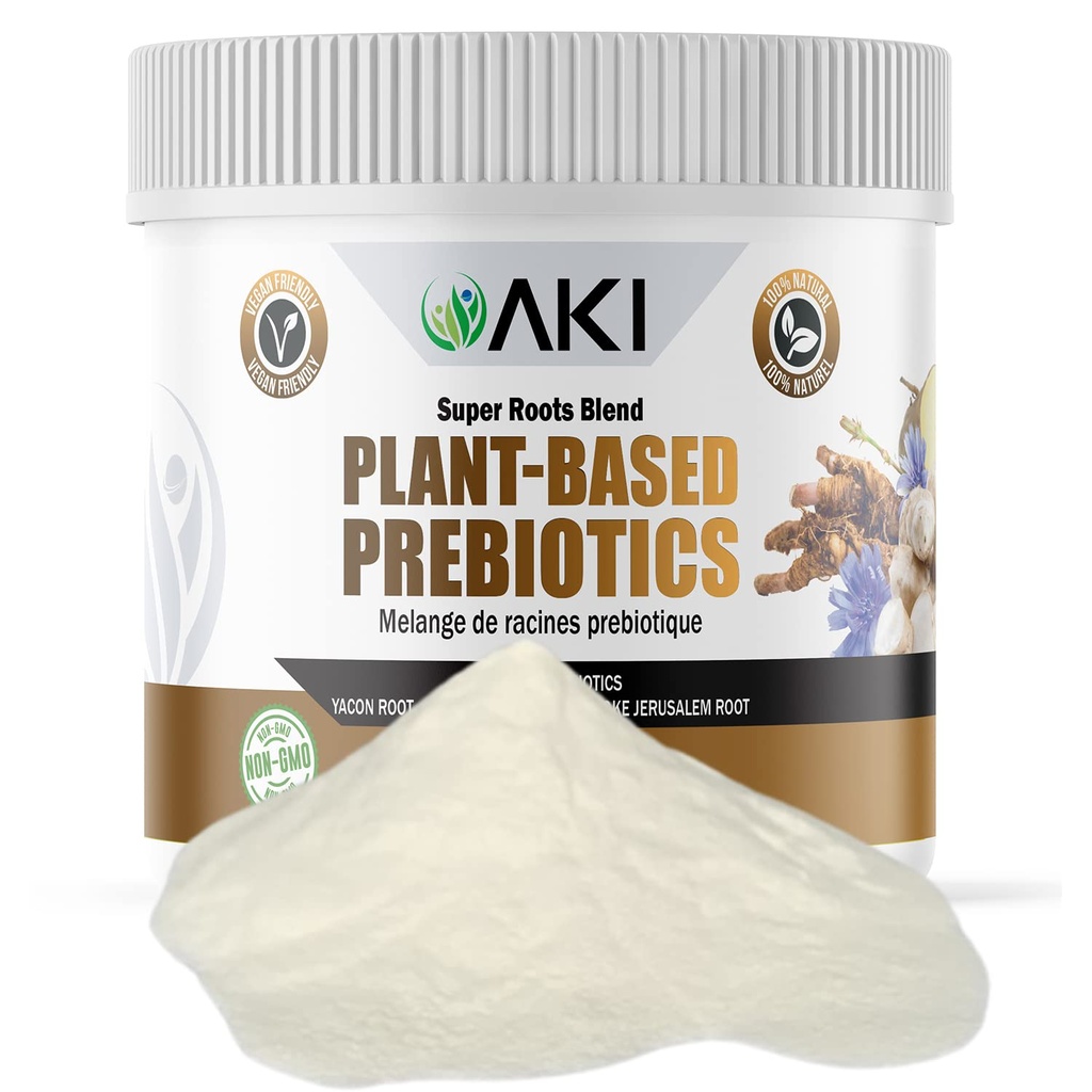 AKI Plant- baseret Prebiotic Blend (6oz / 170g) - Ideel kilde til FOS & Inulin - Nourish Intestinal Flora & Immunity - Ideel til Protein Shakes, Juice, Smoothies - Keto Friendly, Vegan, Gluten & GMO Free