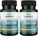 Swanson Ajipure L- Serine - Aminosyre tillæg støtte hjerne sundhed & nervesystem funktion - Naturlig formel fremme kognitiv funktion - (60 Veggie kapsler, 500mg Hver) (2 Pack)