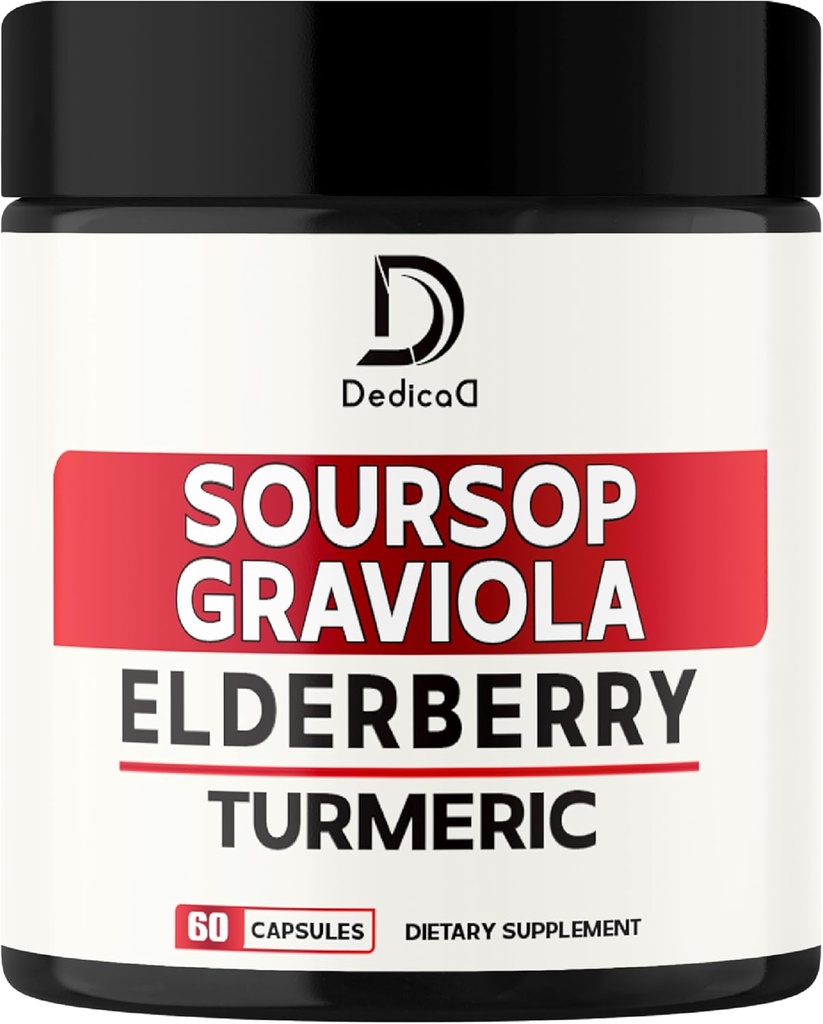 11in1 Graviola Soursop Kapsler - Blandet med Elderberry, Gurkemeje, Ginger, Milk Thistle, Tranebær & mere - Support Positive Mood, Immunsystem & Kropsadministration