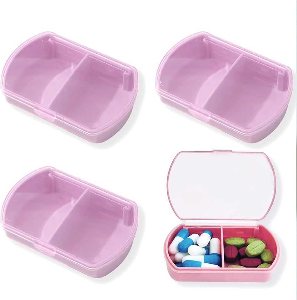 4PCS Lille Pill sag Rejse Pill Box Cute Pill Organizer til Purse Portable Daily Medicine Organizer 2 Segment Pill Holder for Vitaminer, Fiskeolie, Kosttilskud