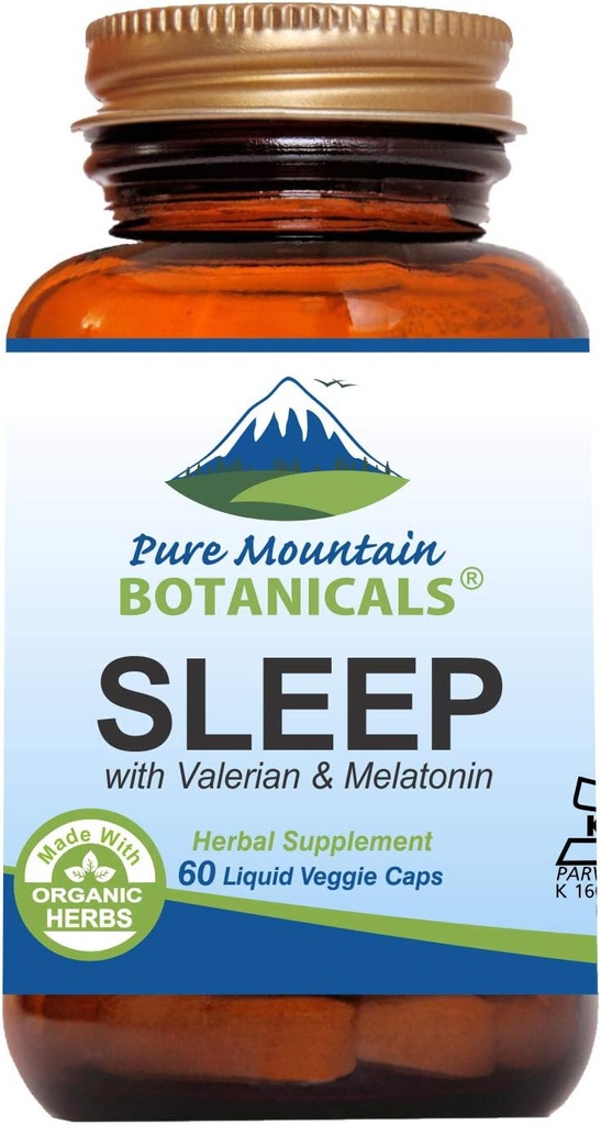 Naturlig søvn med Økologisk Valerian, Kamille, Passionsblomst, Skullcap, Melatonin, Humle & Mere - 60 Veganske kapsler