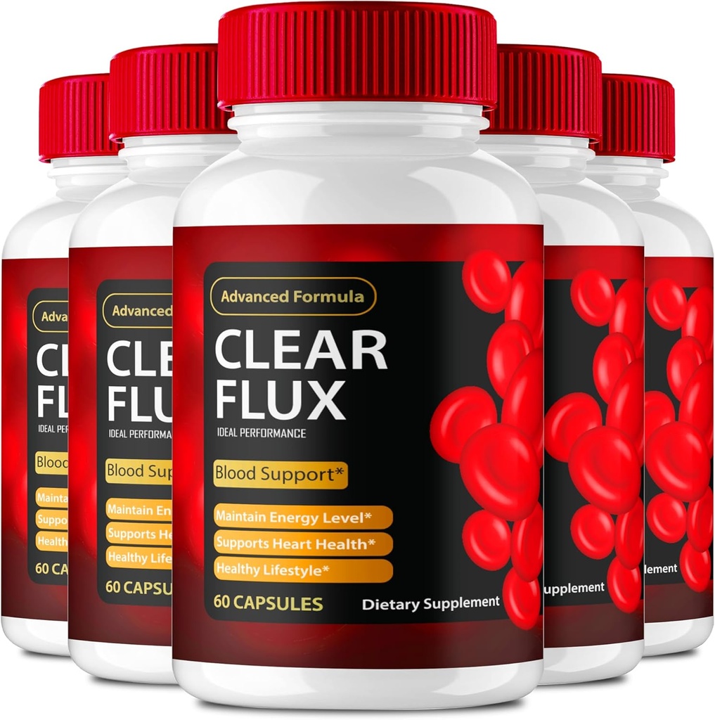 Clear Flux supplement, Super Boost Clear Flux tillæg, Clear Flux piller, Official Formel, Premium support til at opretholde stabile niveauer og sund cirkulation, Clear Flux Health Anmeldelser (5 Pack)