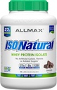 ALLMAX ISONATURAL Whey Protein Isolate, Chokolade - 5 LB - 27 Bedste Protein Per Scoop - Zero Fat & Sugar - 99% laktosefri - med Prebiotika - Ingen kunstige smagsstoffer - Ca. 73 Servering