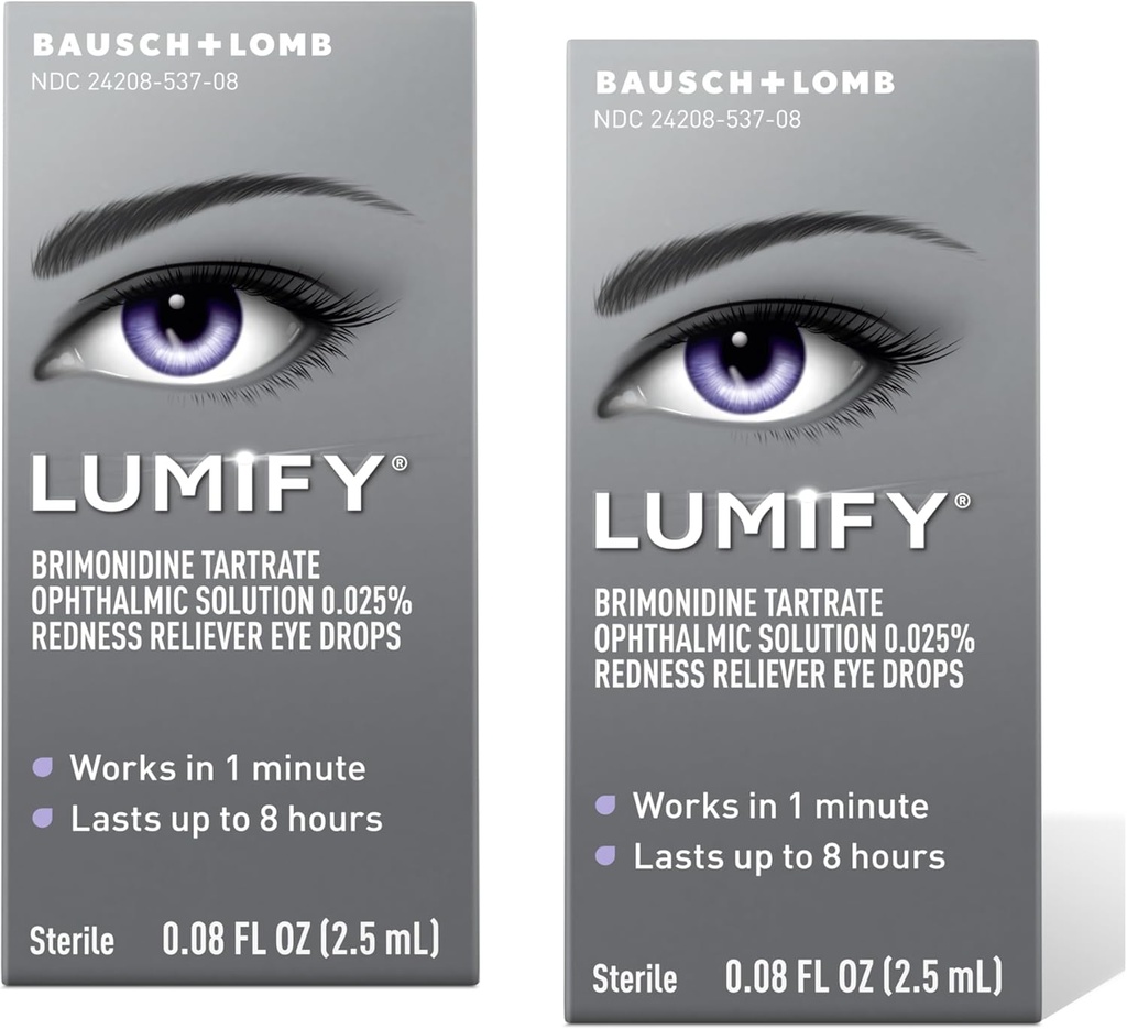 LUMIFY Rødme Reliever Øjendråber 0, 08 fl oz (2, 5 ml) Pakning med 2