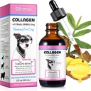 Kollagen til hunde, flydende kollagen til hunde, Hund flydende kollagen dråber, Kollagen med biotin, MSM & Ginger Behandling for hunde, Hud og Coat Supplement for hunde, Hund kollagen 60ml