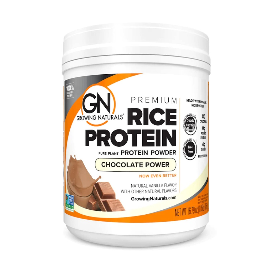 Voksende Naturals Organic Premium Rice Protein Powder, Chokolade Power, Non- GMO, Vegan, 16.8 Ounce