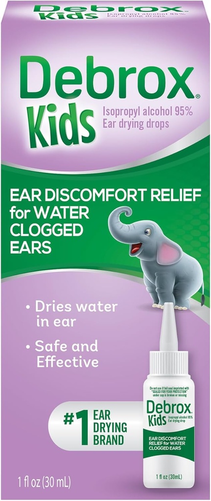 Debrox Kids Tørring Drops, Kids Ear Drops til Craged Øre, Øre Discomfort Relief til vand Aktiviteter, 1oz Flaske