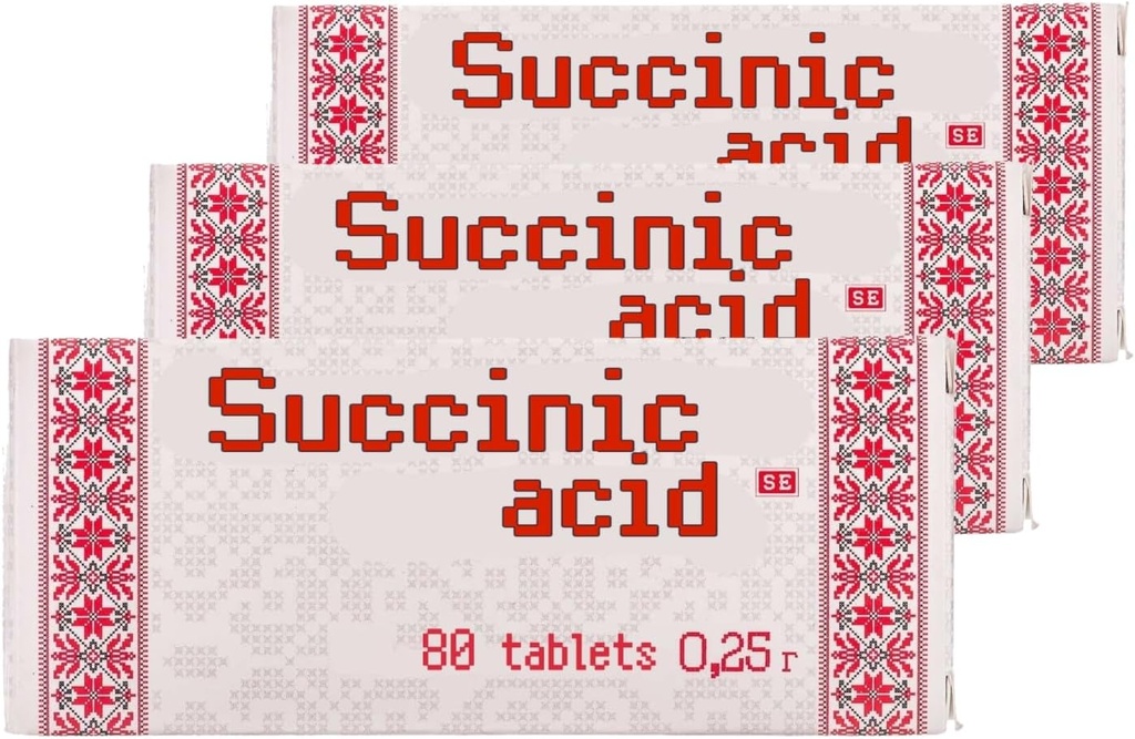 3 x Saccinsyre Amber Acid 80 tabletter i alt 240 tabletter