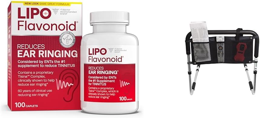 Lipo Flavonoid Tinnitus Relief 100 Caplets & Bed Rail Tilbehør Pouch