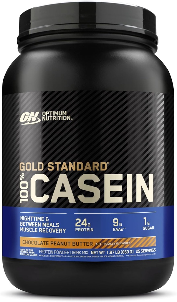 Optimum Nutrition Gold Standard 100% Micellar Casein Protein Powder, Slow Digesting, Hjælper holde dig fuld, Overnight Muscle Recovery, Chokolade Peanut Butter, 1,87 Pound (Packaging May Vary)