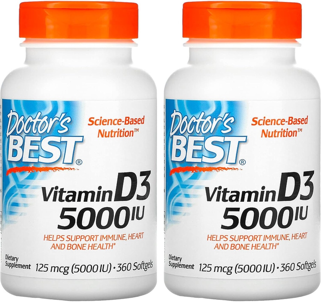 Doctor 's Best, (2 Pack) D3- vitamin, 125 mcg (5000 IE), 360 Softgels