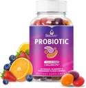 BeLive Probiotiske Gummies - Probiotika med 5 Millioner CFU 'er til fordøjelse, Mænd, Kvinder & Børn - for immunforsvar, Sukker Free & Vegan Budd124; 60 Ct - Blåbær, Jordbær & Orange