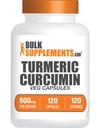 Bulkadditions.com Turmeric 500mg Extract Kapsler - Curcumin Supplements, Turmerisk Curcumin - Gluten Free, 120 Veg Kapsler (Pakning med 1)