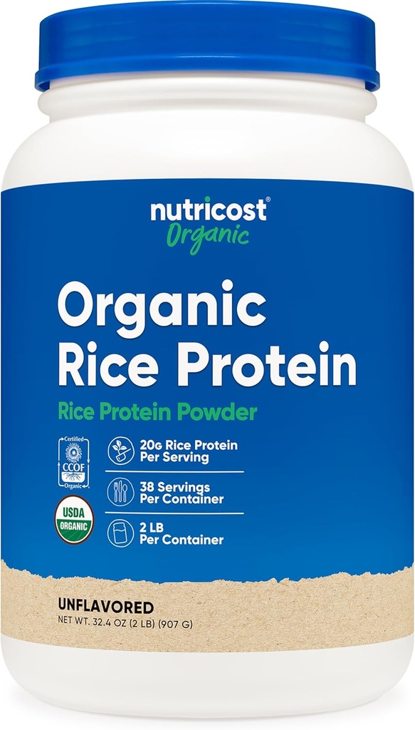 Nutricost Organic Rice Protein Powder (2 LB) - Gluten- Free, Non- GMO (fra Brown Rice)