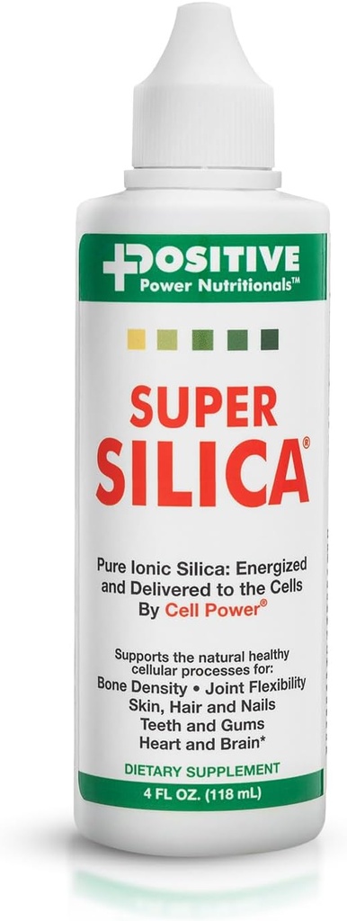 Positive Power Nutritionals Super Silica Kosttilskud (4oz) - Silica Mineral Kosttilskud - Silica Liquid Supplement- 124; Flydende Silica med Collagen Boosting Silicon Mex124; Silica Kosttilskud til hårvækst