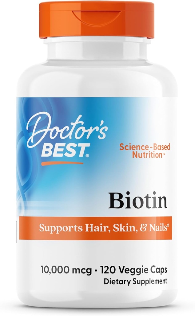 Læger bedste biotin, understøtter hår, hud, & negle, non-GMO, gluten fri, soja fri, Vegan 120 Veggie Caps