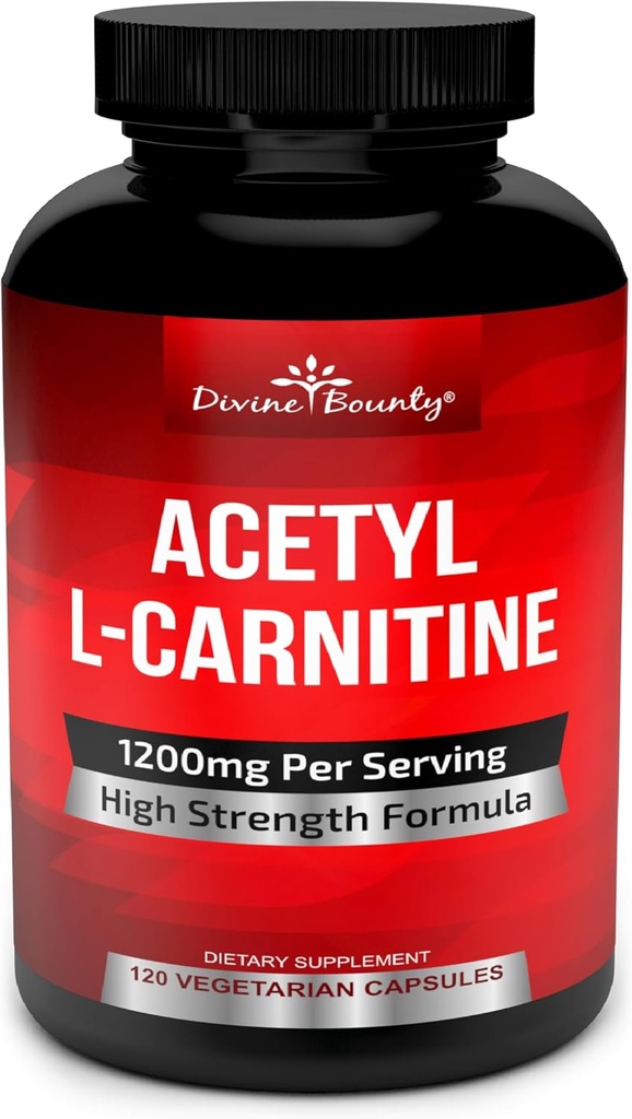 Divine Bounty Acetyl L-Carnitine Capsules 1200mg Per Serving - L Carnitine Supplement 120 Vegetarian Capsules