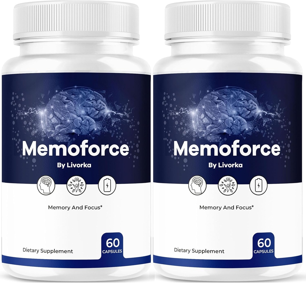 (2 Pack) Memoforce Brain Supplement - Official Memoforce Premium Formula Pills, Advanced Support Memo Force Brain Supplement for Wellness & Samlet sundhed, Memoforce Anmeldelser, 120 kapsler til 2 måneder