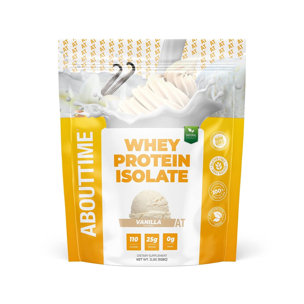 Om tid Whey Protein Isolate Powder 25g Vanilla, Naturlige ingredienser, Non- GMO, Gluten- Free, Lactose- Free, Zero Sugar, Low Carb, 32 Serveringer