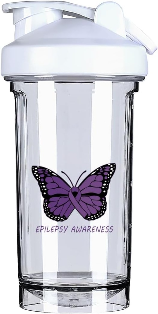Epilepsi Bevidsthed 18 Ounce Shaker Flaske Drink Mixer Leakout Pre Workout Protein Shakes Meal Erstatning Shakes Flasker 500ML / 18 Oz Hvid