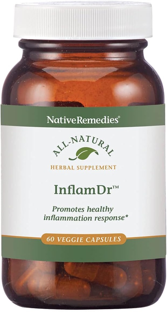 Native Remedies Inflam Dr. - All Natural Herbal Supplement fremmer sund inflammation reaktion - Hjælper bekæmpe oxiderende stress til celler - 60 Veggie Caps