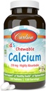 Carlson - Kid 's Chewable Calcium, 250 mg, Meget Absorbable, Bone & Tandstøtte, Optimal Wellness, Natural Vanilla Flavor, 120 tabletter