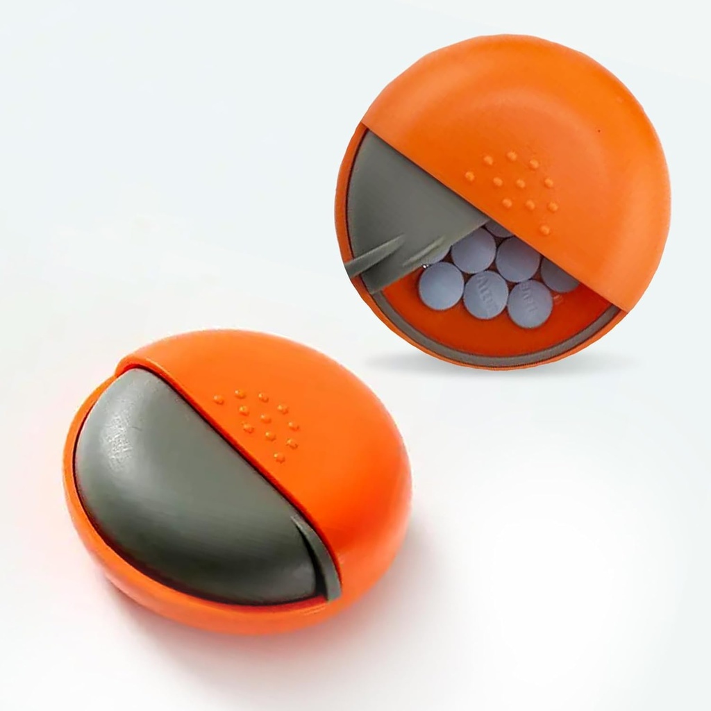 Round Travel Pill Organizer - Bærbar Lille Pill Box til purse - Kompakt, Leak- Proof Medicine Container til piller, Vitaminer, Fiskeolie, Kosttilskud - BPA- Gratis, holdbart design, 2,75 "(Orange)