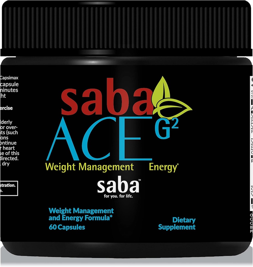 Saba ACE G2- Thermogen Energy Burn, Pre Workout, Metabolisme, Fokus, Koncentration, med Capsimax, CarnoSyn, BioPerine, Green Tea Leaf Extract, for mænd og kvinder -60 Kapsler