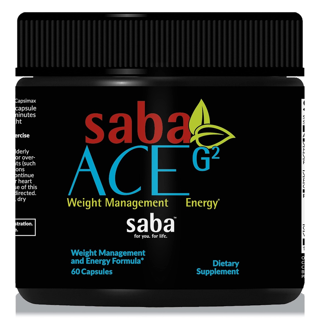 Saba ACE G2- Thermogen Energy Burn, Pre Workout, Metabolisme, Fokus, Koncentration, med Capsimax, CarnoSyn, BioPerine, Green Tea Leaf Extract, for mænd og kvinder -60 Kapsler