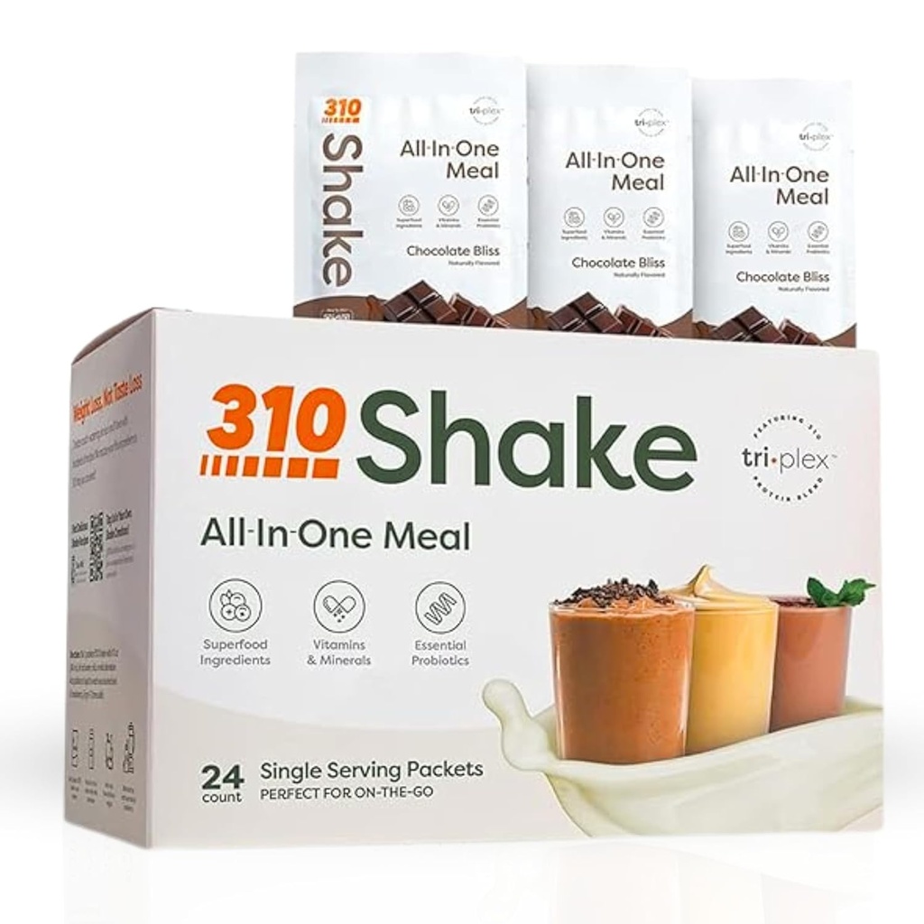 310 Nutrition - All- In- One Meal Erstatning Shake - Ny formel med Fiber Rich Vegan Superfood Blend - Natural Sweeteners - Low Carb Shake, Keto & Paleo Friendly - Gluten Free - 26 Essential Vitaminer & Minerals - Variety Shake Box - Chokolade Bliss