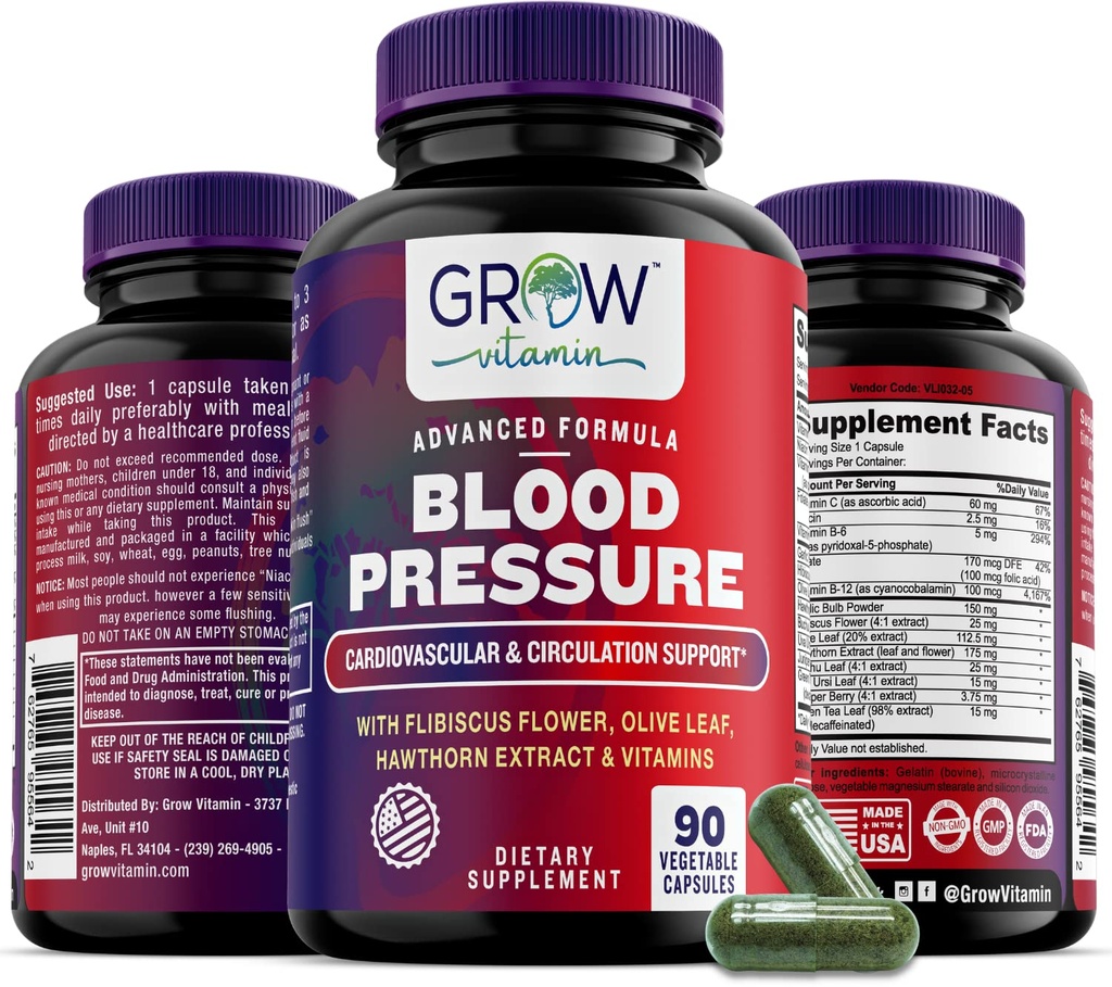 vokser vitamin blodtryk formel Support for hjerte og hjerte sundhed med hvidløg, Hawthorn & Hibiscus - 90 kapsler